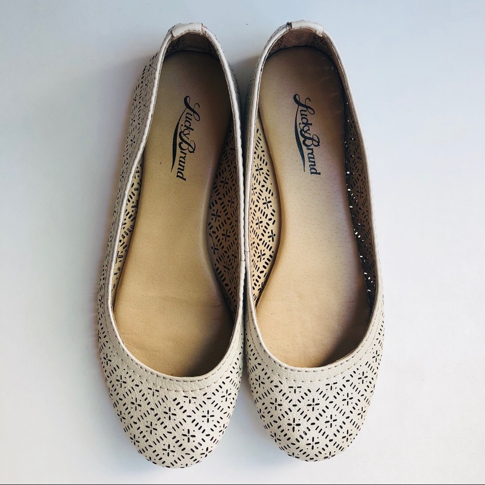 🌸Lucky Brand Cream Perforated Ballet Flats🌸
